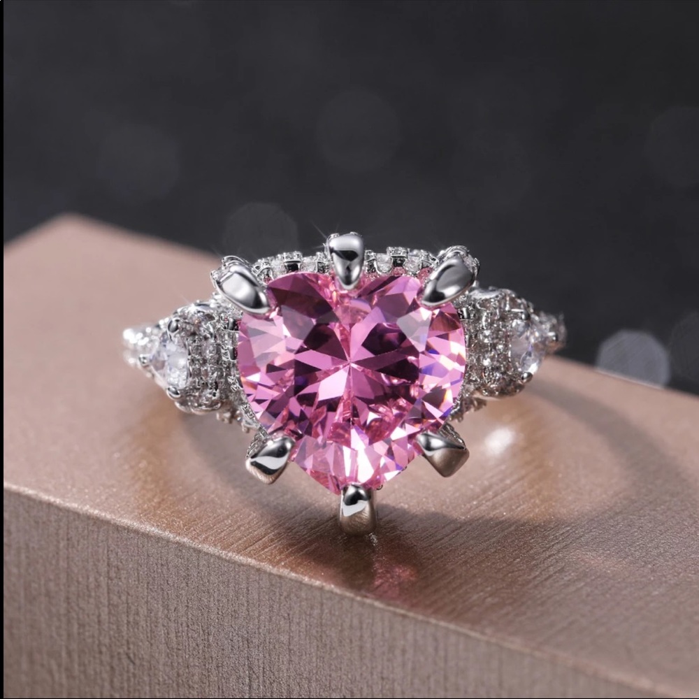 New 925 Silver Lovely Heart Sapphire Ring 💍 - Picture 4 of 6